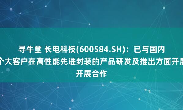 寻牛堂 长电科技(600584.SH)：已与国内外多个大客户在高性能先进封装的产品研发及推出方面开展合作